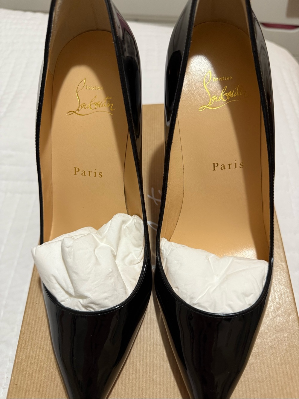 Christian Louboutin Black Patent Pointed Toe Pumps - Picture 1 of 8